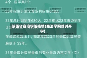 陕西省商洛学院疫情(商洛学院啥时开学)