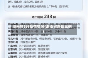 湖南省3月疫情情况(湖南省新增三例)