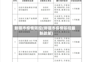 新疆市疫情防控(新疆市疫情防控最新政策)