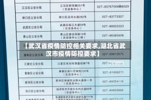 【武汉省疫情防控相关要求,湖北省武汉市疫情防控要求】
